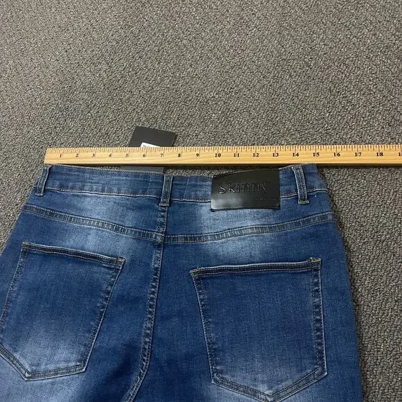 GINGTTO Mens Jeans Size 32x28 Skinny Fit Stretch Pants 32 28 Blue Denim - Picture 11 of 13